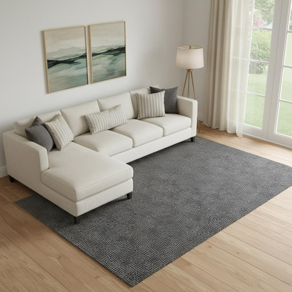 HomeRoots 9' X 12' Black And Ivory Geometric Area Rug – Washable, UV Protected, Stain Resistant for Durability 682828