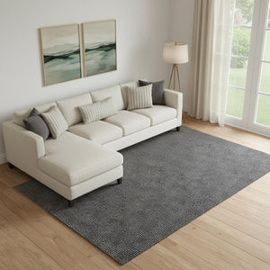 HomeRoots 9' X 12' Black And Ivory Geometric Area Rug – Washable, UV Protected, Stain Resistant for Durability 682828
