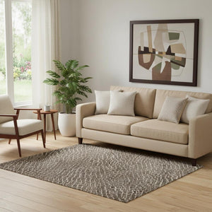 HomeRoots 5' X 8' Brown and Beige Geometric Area Rug - Washable, UV Protected, Stain Resistant for Active Homes 682831