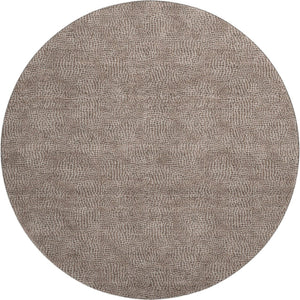 HomeRoots 8' Stylish Brown and Beige Geometric Round Rug - Washable, UV Protected, Ideal for Modern Homes 682832