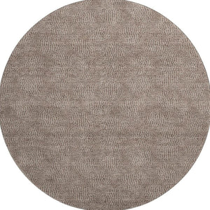 HomeRoots 8' Stylish Brown and Beige Geometric Round Rug - Washable, UV Protected, Ideal for Modern Homes 682832