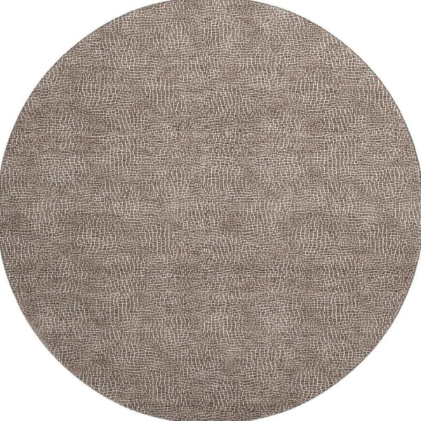 HomeRoots 8' Stylish Brown and Beige Geometric Round Rug - Washable, UV Protected, Ideal for Modern Homes 682832