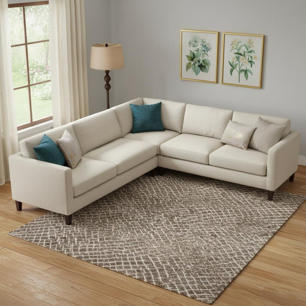 HomeRoots 9' X 12' Stylish Brown and Beige Geometric Area Rug - Washable, UV Protection, Durable Design! 682834