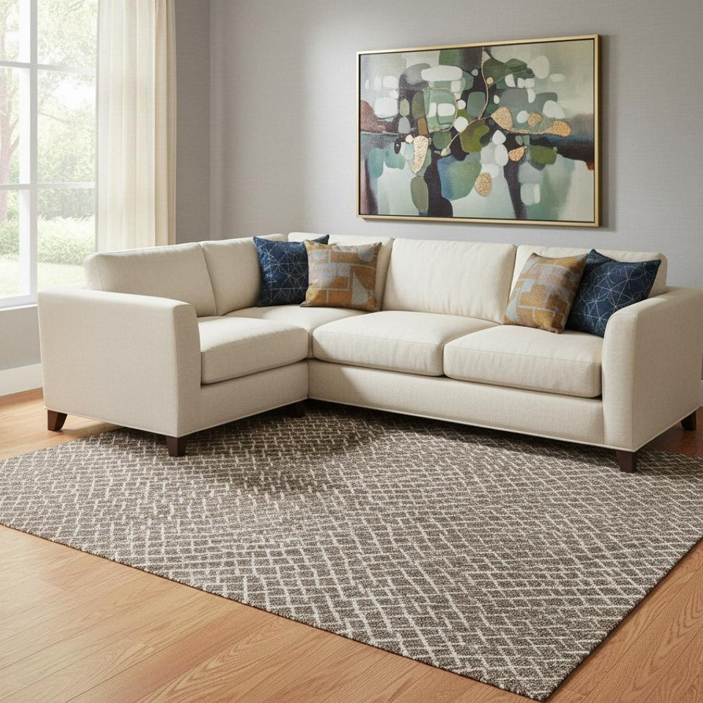 HomeRoots 10' X 14' Stylish Brown & Beige Geometric Area Rug – Durable, Stain-Resistant, UV Protected Design! 682835