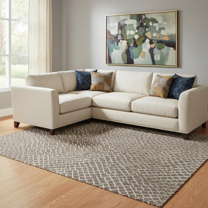 HomeRoots 10' X 14' Stylish Brown & Beige Geometric Area Rug – Durable, Stain-Resistant, UV Protected Design! 682835
