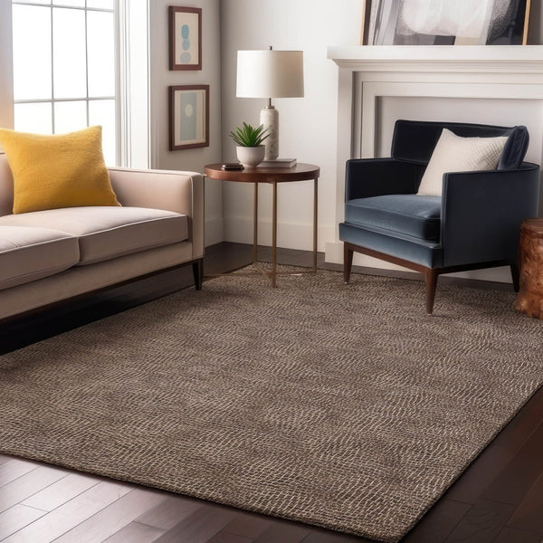 HomeRoots 10' X 14' Stylish Brown & Beige Geometric Area Rug – Durable, Stain-Resistant, UV Protected Design! 682835