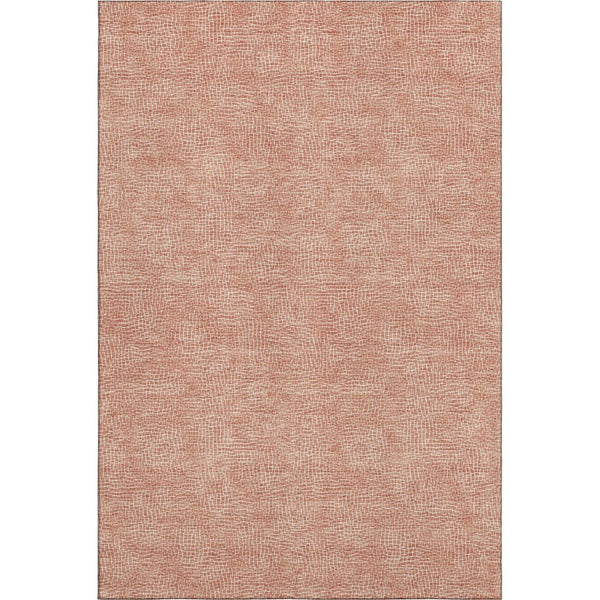 HomeRoots 5' X 8' Washable Copper & Ivory Geometric Area Rug with UV Protection for High-Traffic Spaces 682837