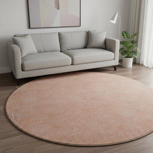 HomeRoots 8' Copper and Ivory Geometric Round Rug – Washable, UV-Protected, Durable & Stylish for Busy Homes 682838