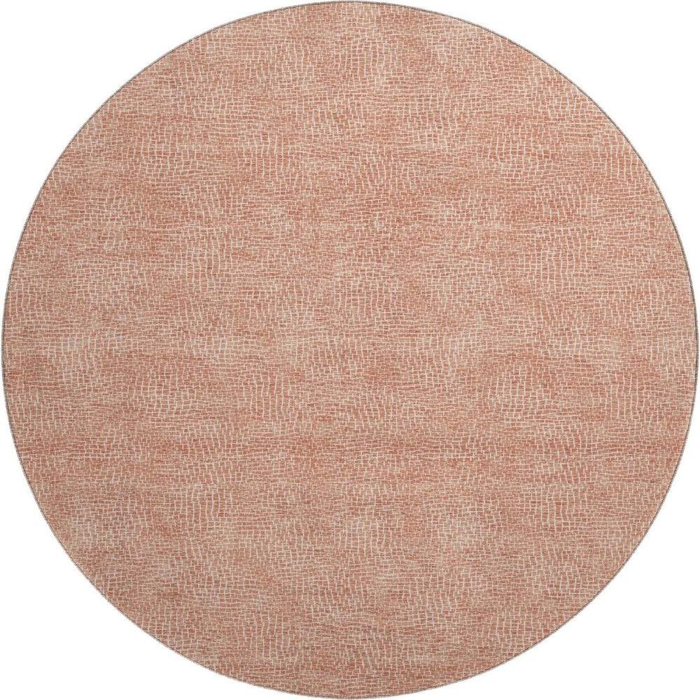 HomeRoots 8' Copper and Ivory Geometric Round Rug – Washable, UV-Protected, Durable & Stylish for Busy Homes 682838