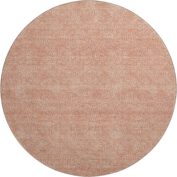 HomeRoots 8' Copper and Ivory Geometric Round Rug – Washable, UV-Protected, Durable & Stylish for Busy Homes 682838