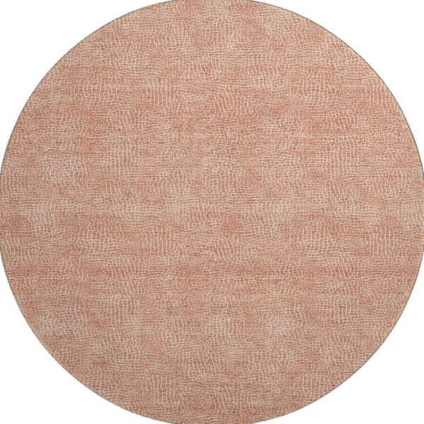 HomeRoots 8' Copper and Ivory Geometric Round Rug – Washable, UV-Protected, Durable & Stylish for Busy Homes 682838