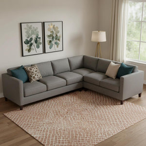 HomeRoots 9' X 12' Copper and Ivory Geometric Washable Area Rug - Durable, Stylish, UV-Protected for Homes 682840