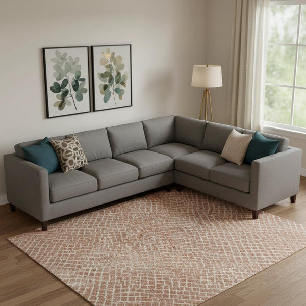 HomeRoots 9' X 12' Copper and Ivory Geometric Washable Area Rug - Durable, Stylish, UV-Protected for Homes 682840