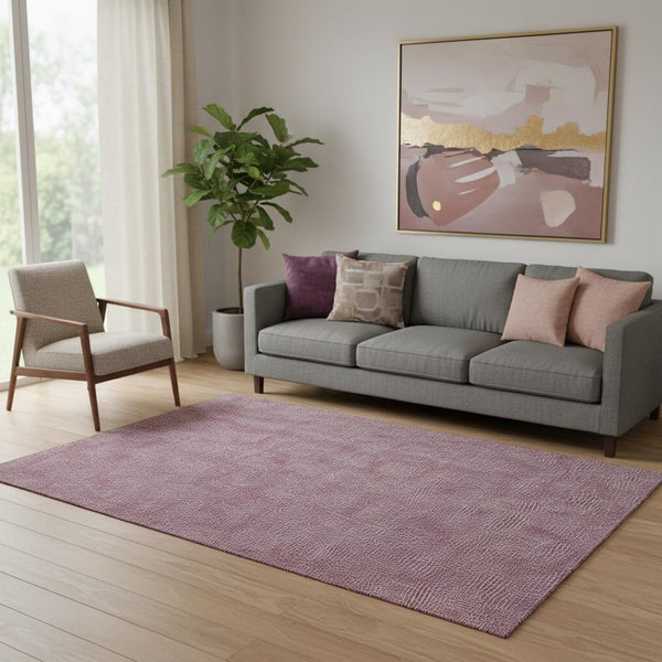 HomeRoots 5' X 8' Eggplant Geometric Area Rug - Durable, Stain Resistant, UV Protected for Modern Spaces 682843