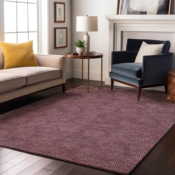 HomeRoots 5' X 8' Eggplant Geometric Area Rug - Durable, Stain Resistant, UV Protected for Modern Spaces 682843