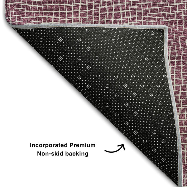 HomeRoots 5' X 8' Eggplant Geometric Area Rug - Durable, Stain Resistant, UV Protected for Modern Spaces 682843