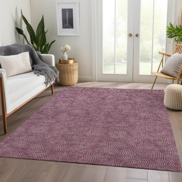 HomeRoots 5' X 8' Eggplant Geometric Area Rug - Durable, Stain Resistant, UV Protected for Modern Spaces 682843