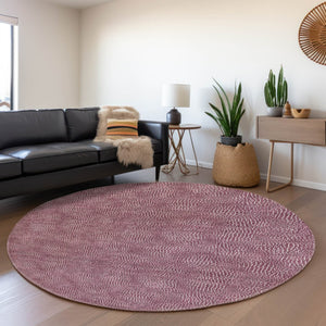 HomeRoots 8' Eggplant and Ivory Geometric Round Rug – UV Protected, Stain Resistant, Easy-Care for Any Space 682844