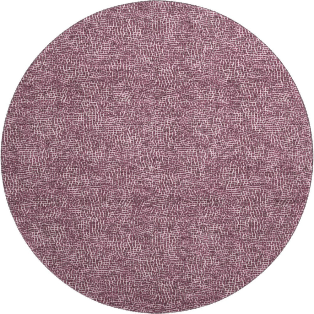 HomeRoots 8' Eggplant and Ivory Geometric Round Rug – UV Protected, Stain Resistant, Easy-Care for Any Space 682844