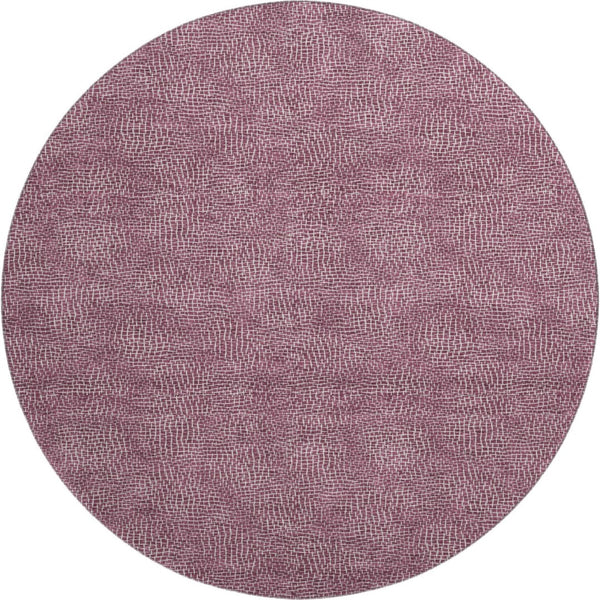 HomeRoots 8' Eggplant and Ivory Geometric Round Rug – UV Protected, Stain Resistant, Easy-Care for Any Space 682844