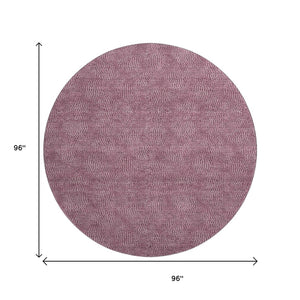 HomeRoots 8' Eggplant and Ivory Geometric Round Rug – UV Protected, Stain Resistant, Easy-Care for Any Space 682844