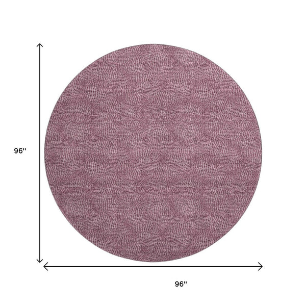 HomeRoots 8' Eggplant and Ivory Geometric Round Rug – UV Protected, Stain Resistant, Easy-Care for Any Space 682844