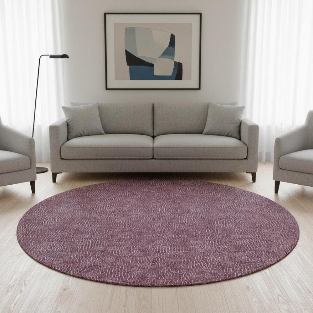HomeRoots 8' Eggplant and Ivory Geometric Round Rug – UV Protected, Stain Resistant, Easy-Care for Any Space 682844