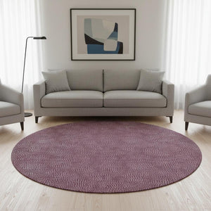 HomeRoots 8' Eggplant and Ivory Geometric Round Rug – UV Protected, Stain Resistant, Easy-Care for Any Space 682844