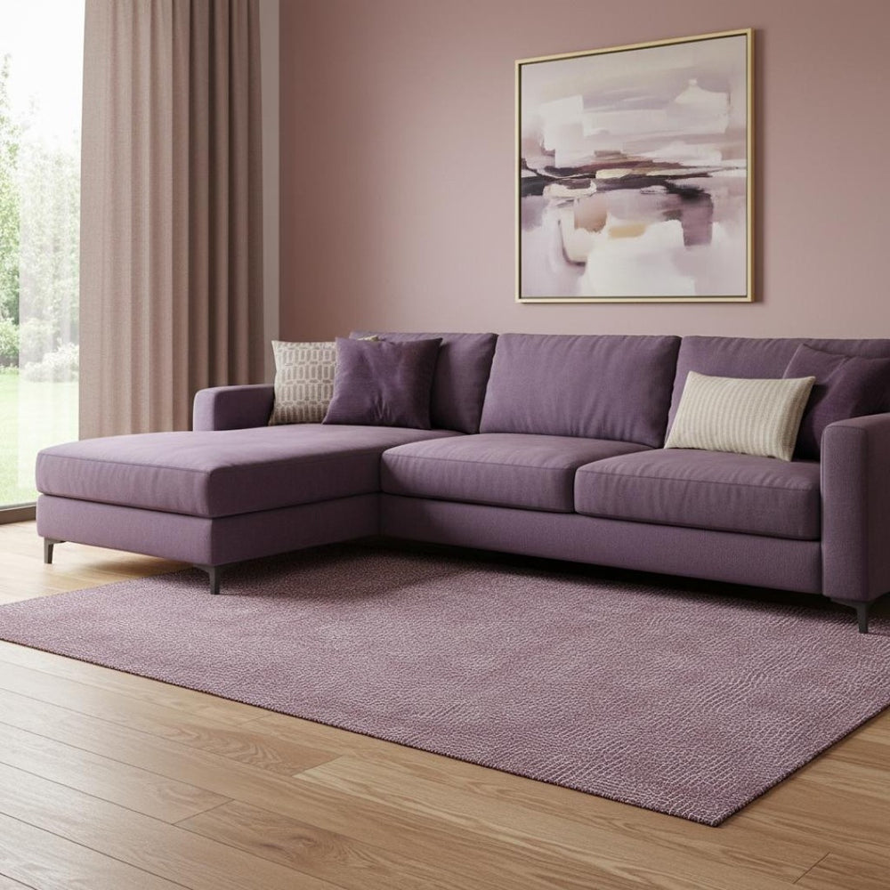 HomeRoots 8' X 10' Geometric Area Rug in Eggplant & Ivory – Washable, Stain Resistant, UV Protected, Durable Design 682845