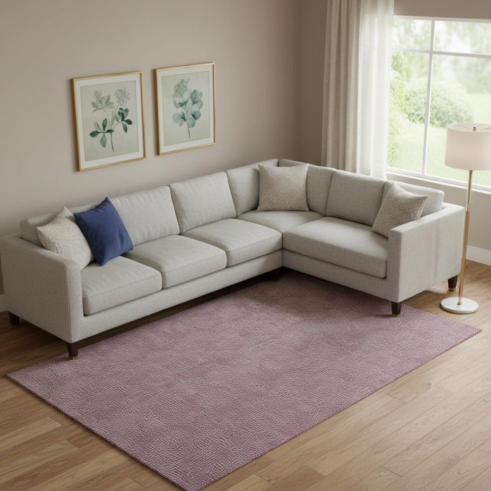 HomeRoots 9' X 12' Contemporary Eggplant and Ivory Geometric Area Rug with Stain Resistance & UV Defense 682846