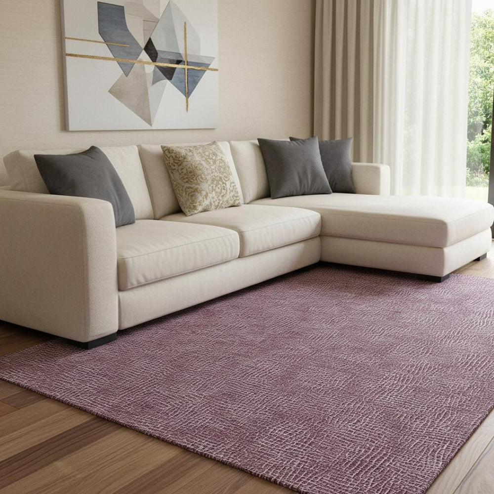 HomeRoots 10' x 14' Eggplant & Ivory Geometric Area Rug - Washable, UV-Protected, Durable for Busy Homes 682847