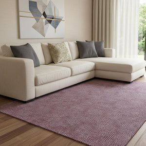 HomeRoots 10' x 14' Eggplant & Ivory Geometric Area Rug - Washable, UV-Protected, Durable for Busy Homes 682847