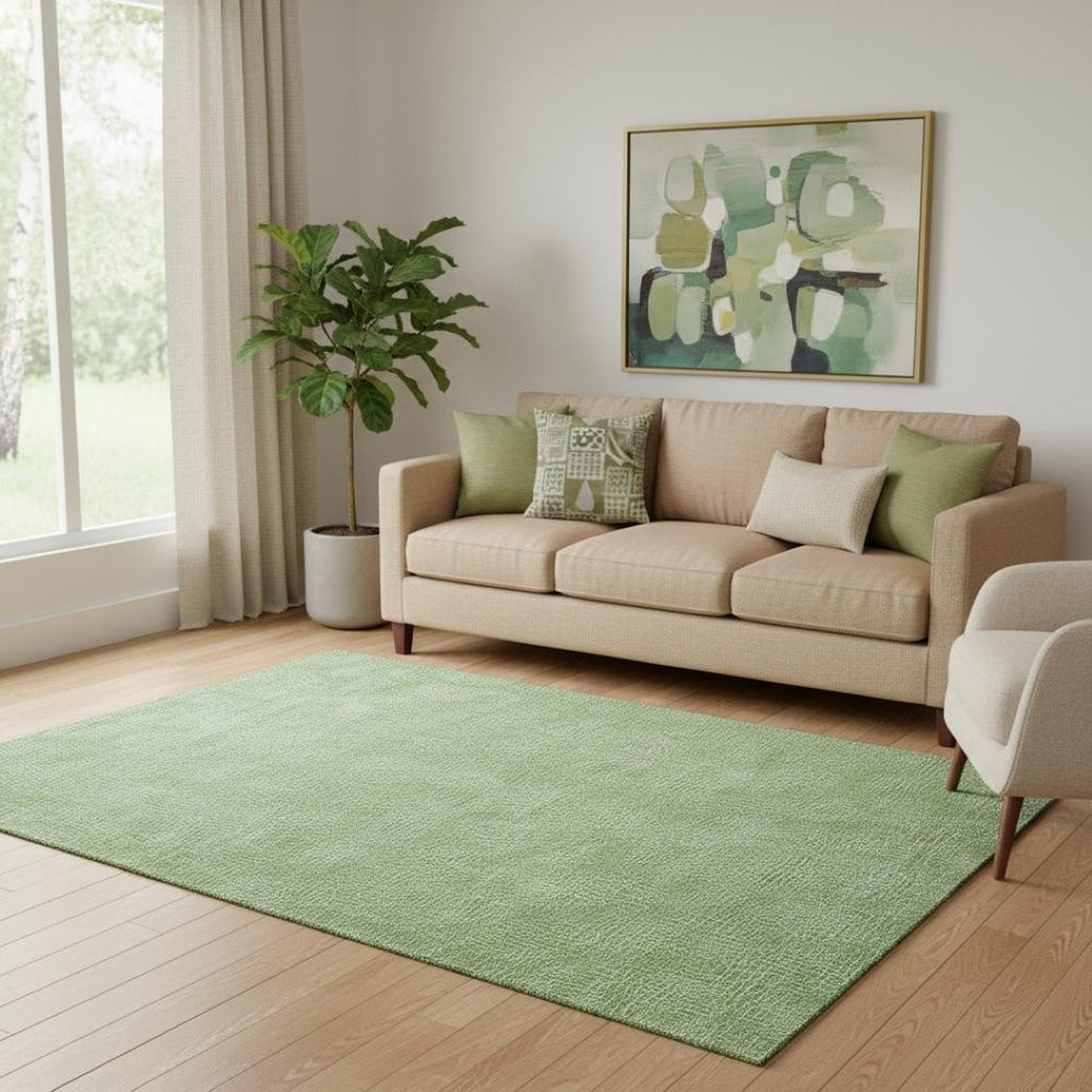 HomeRoots 5' X 8' Green And Ivory Geometric Area Rug - Stylish, Washable, UV-Protected for Busy Homes 682849