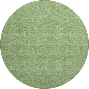 HomeRoots 8' Green and Ivory Geometric Washable Round Rug - Durable, UV-Protected, Family-Friendly Design! 682850
