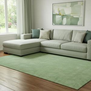 HomeRoots 8' X 10' Stylish Green And Ivory Geometric Washable Area Rug – UV Protected, Pet Friendly & Easy Care 682851