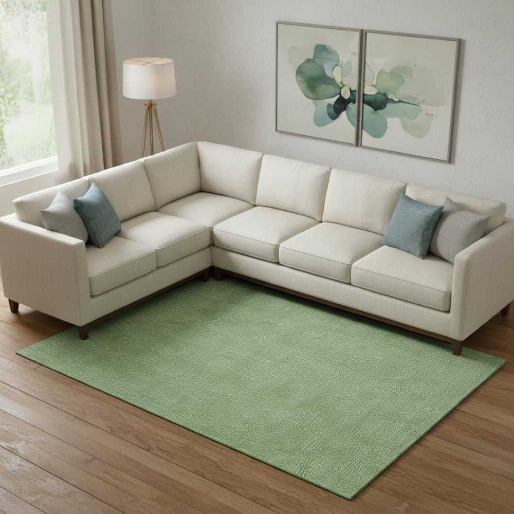 HomeRoots 9' X 12' Green And Ivory Geometric Washable Area Rug - UV Protected, Stylish, Durable for Every Home 682852