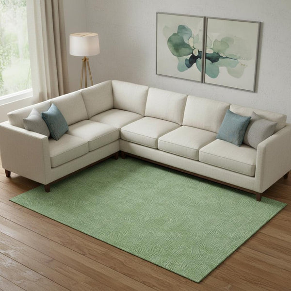 HomeRoots 9' X 12' Green And Ivory Geometric Washable Area Rug - UV Protected, Stylish, Durable for Every Home 682852