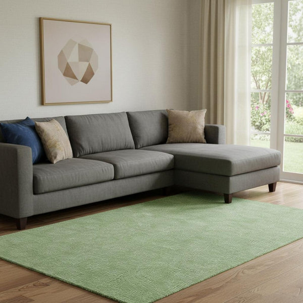 HomeRoots 10' X 14' Green And Ivory Geometric Area Rug - Washable, UV Protected, Stylish for Living Spaces 682853