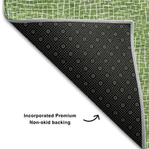 HomeRoots 10' X 14' Green And Ivory Geometric Area Rug - Washable, UV Protected, Stylish for Living Spaces 682853