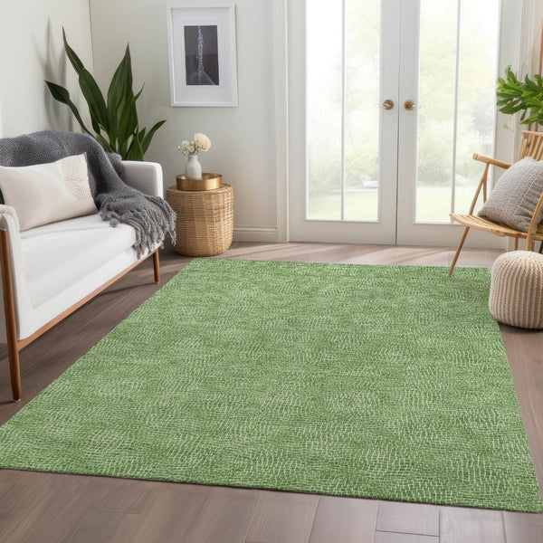 HomeRoots 10' X 14' Green And Ivory Geometric Area Rug - Washable, UV Protected, Stylish for Living Spaces 682853