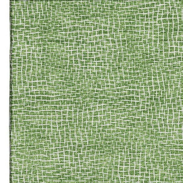 HomeRoots 10' X 14' Green And Ivory Geometric Area Rug - Washable, UV Protected, Stylish for Living Spaces 682853