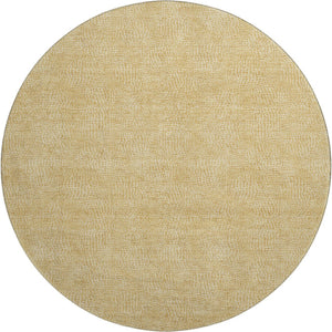 HomeRoots 8' Gold and Ivory Geometric Round Rug - Stylish, Washable, UV Protected Centerpiece for Any Room 682856