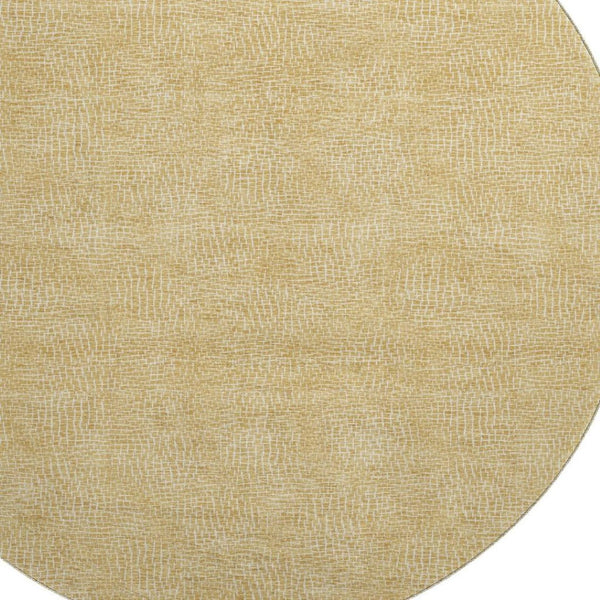 HomeRoots 8' Gold and Ivory Geometric Round Rug - Stylish, Washable, UV Protected Centerpiece for Any Room 682856