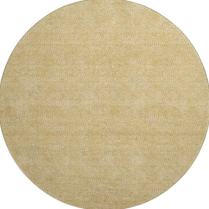 HomeRoots 8' Gold and Ivory Geometric Round Rug - Stylish, Washable, UV Protected Centerpiece for Any Room 682856