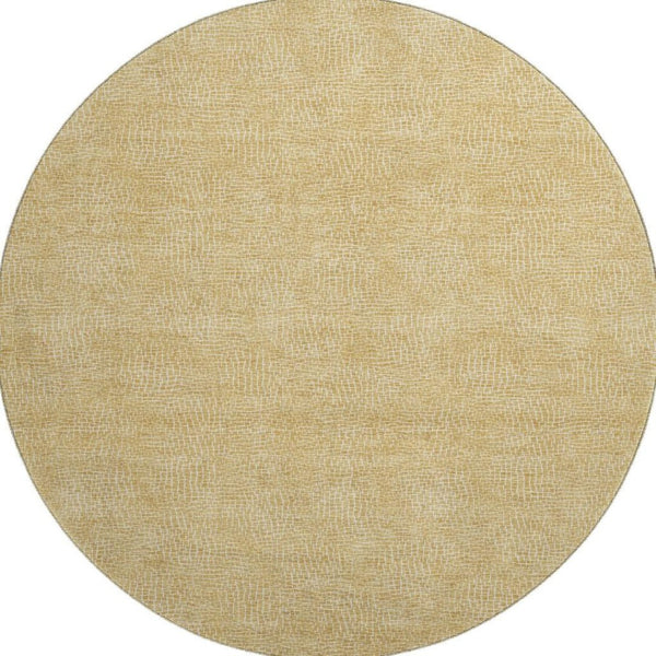 HomeRoots 8' Gold and Ivory Geometric Round Rug - Stylish, Washable, UV Protected Centerpiece for Any Room 682856