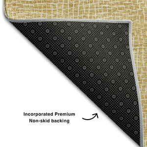 HomeRoots 8' X 10' Gold And Ivory Geometric Area Rug - Stylish, Washable, UV-Protected & Stain-Resistant Design 682857