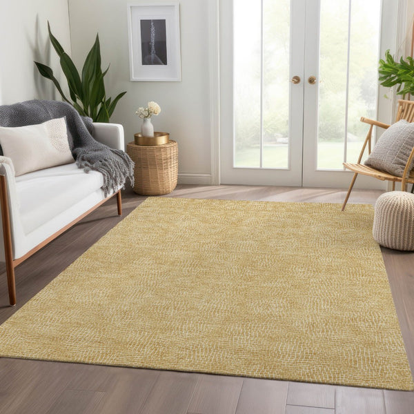 HomeRoots 8' X 10' Gold And Ivory Geometric Area Rug - Stylish, Washable, UV-Protected & Stain-Resistant Design 682857