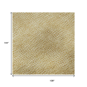 HomeRoots 9' X 12' Gold Geometric Washable Area Rug – Soft, Durable, UV-Protected for Family Living Spaces 682858