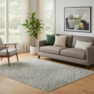 HomeRoots 5' X 8' Gray and Ivory Geometric Area Rug – Washable, UV-Protected & Perfect for High-Traffic Spaces 682861