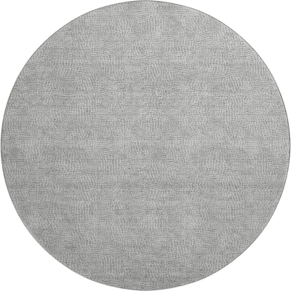 HomeRoots 8' Gray and Ivory Geometric Round Rug - Washable, UV-Protected, Perfect for Homes with Kids & Pets! 682862